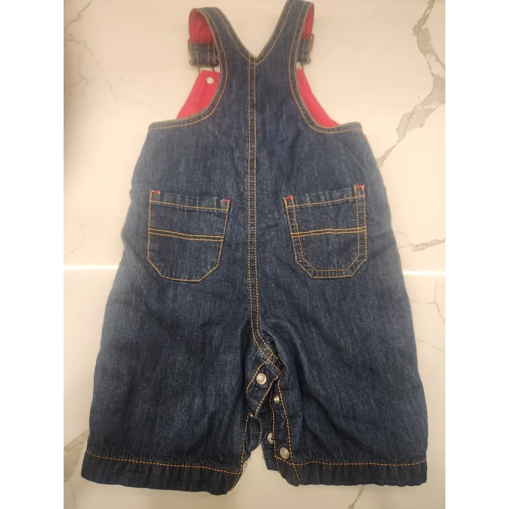 Kitestrings By‎ Hartstrings Blue Denim Overalls Teddy Bear Embroidery 0-3 Months